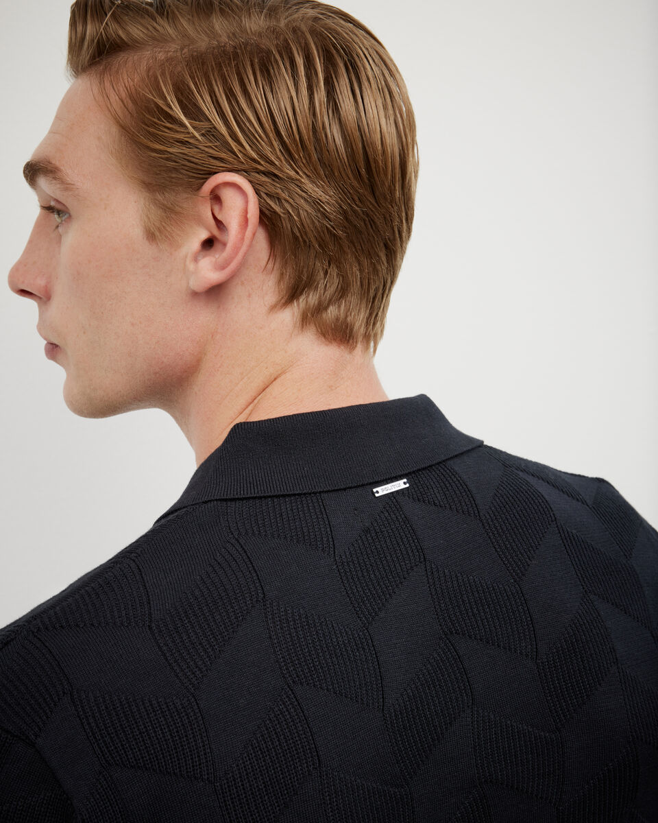 Herringbone Long Sleeve Trophy Knit, Black, hi-res